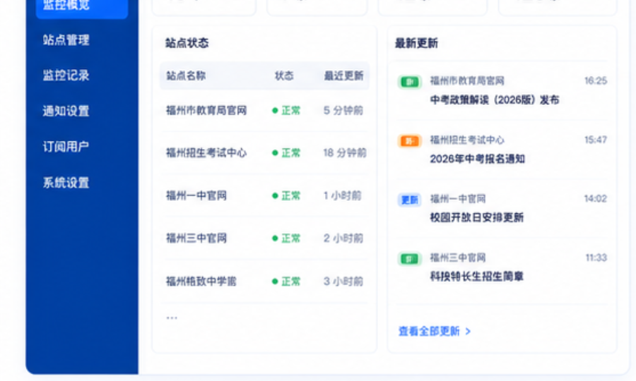 网站更新监控界面预览